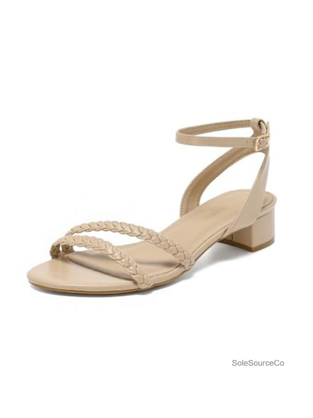 Women's Ankle Strap Open Toe Low Heel Dressy Sandals 1 Inch Block Heel